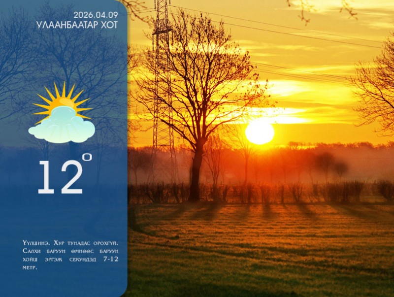ЦАГ АГААР: Өнөөдөр ихэнх нутгаар цаг агаар тогтуун байна